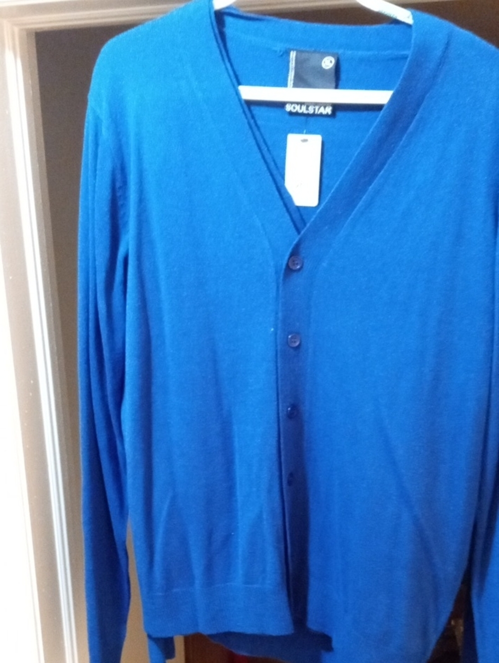 Men’s Royal Blue V-Neck Button Cardigan